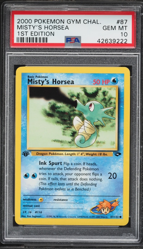 2000 Pokemon Gym Challenge 1st Edition Misty's Horsea #87 PSA 10 GEM MINT