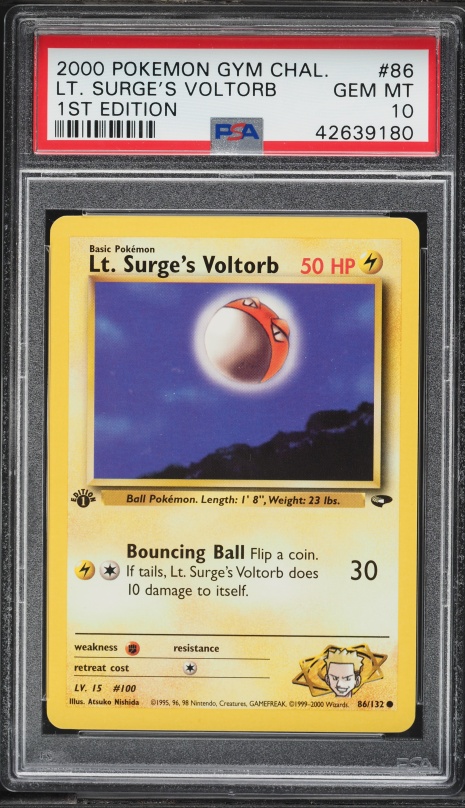 2000 Pokemon Gym Challenge 1st Edition Lt. Surge's Voltorb #86 PSA 10 GEM MINT