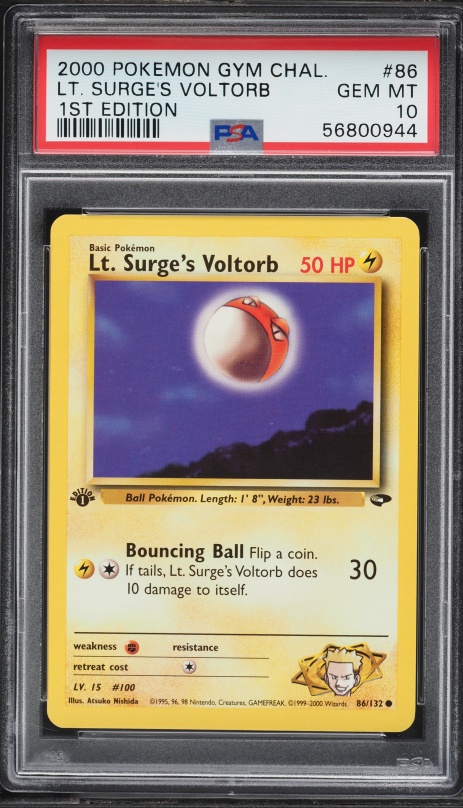 2000 Pokemon Gym Challenge 1st Edition Lt. Surge's Voltorb #86 PSA 10 GEM MINT