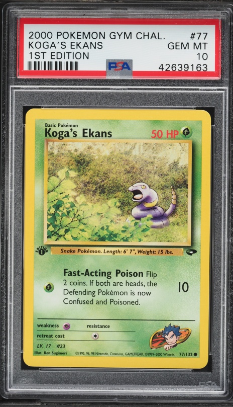 2000 Pokemon Gym Challenge 1st Edition Koga's Ekans #77 PSA 10 GEM MINT