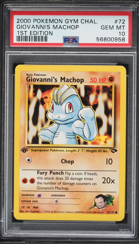 2000 Pokemon Gym Challenge 1st Edition Giovanni's Machop #72 PSA 10 GEM MINT