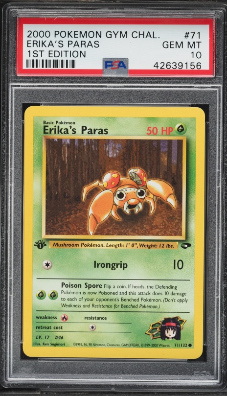 2000 Pokemon Gym Challenge 1st Edition Erika's Paras #71 PSA 10 GEM MINT