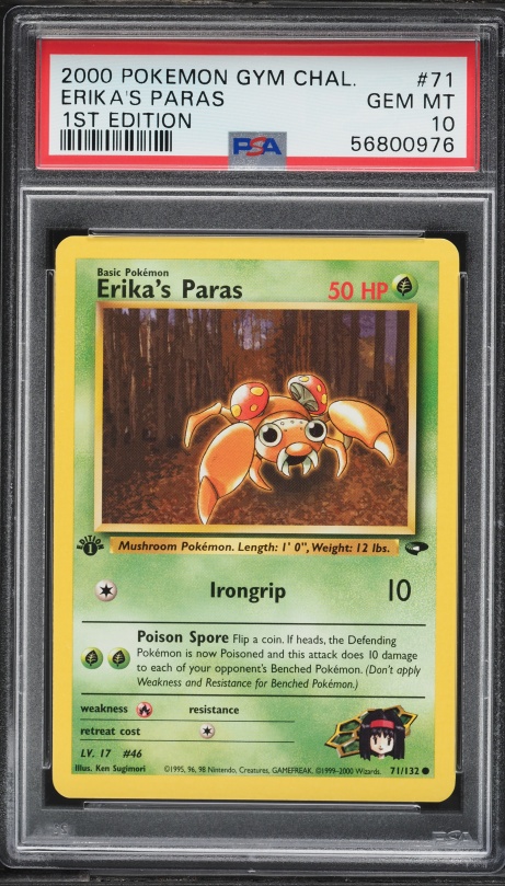 2000 Pokemon Gym Challenge 1st Edition Erika's Paras #71 PSA 10 GEM MINT