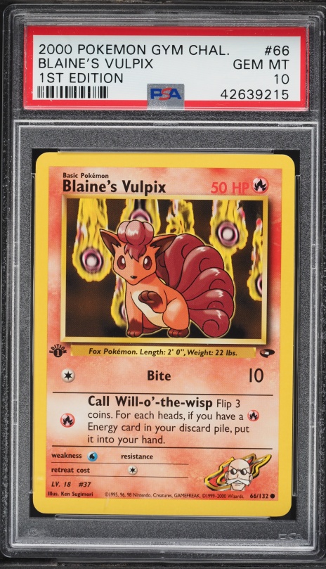 2000 Pokemon Gym Challenge 1st Edition Blaine's Vulpix #66 PSA 10 GEM MINT