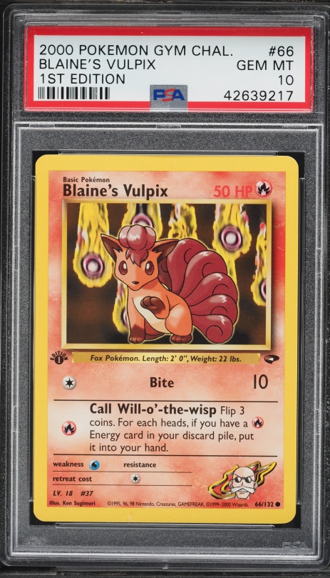 2000 Pokemon Gym Challenge 1st Edition Blaine's Vulpix #66 PSA 10 GEM MINT