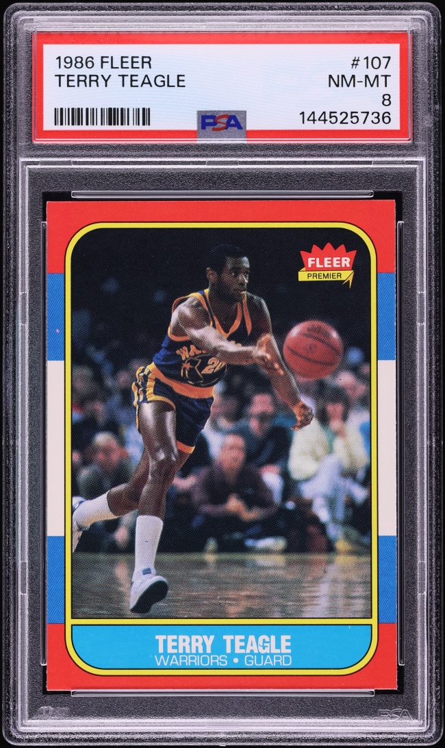 1986 Fleer Basketball Terry Teagle #107 PSA 8 NM-MT