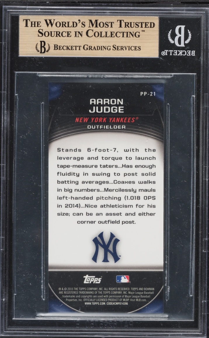 2015 Bowman Chrome Profiles Minis Aaron Judge PROSPECT #PP-21 BGS 9.5 GEM MINT