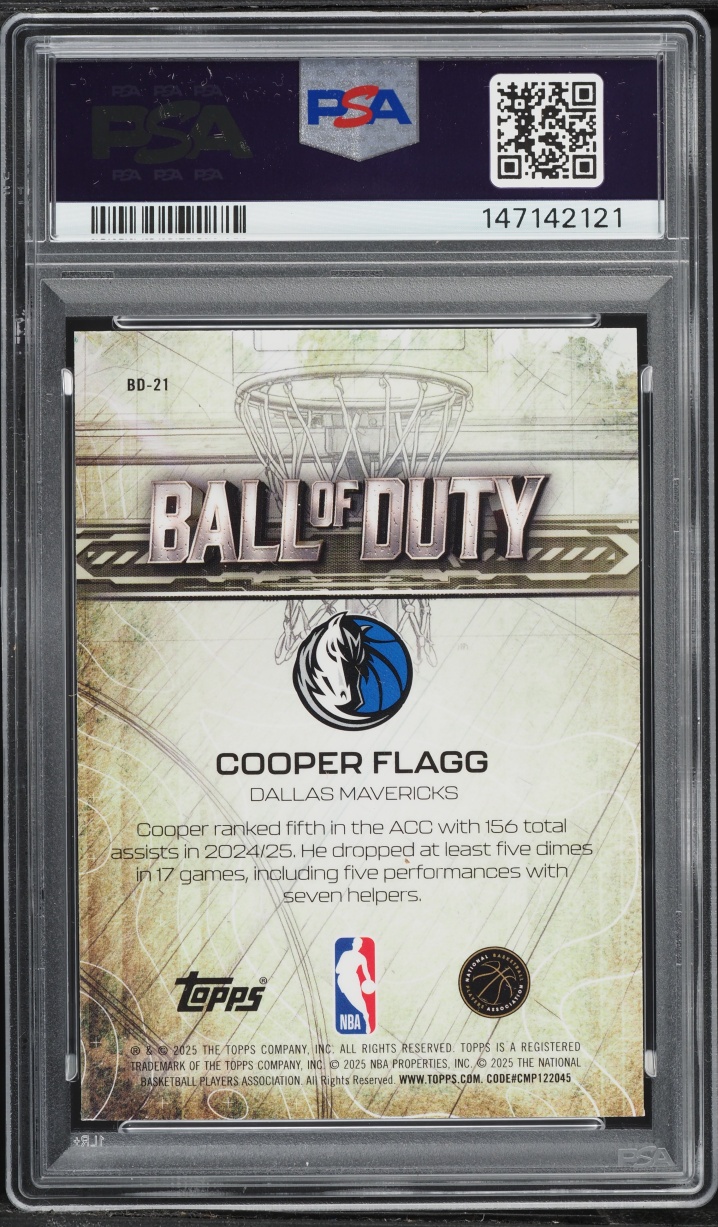 2025 Topps Chrome Ball Of Duty Cooper Flagg ROOKIE #BD-21 PSA 10 GEM MINT