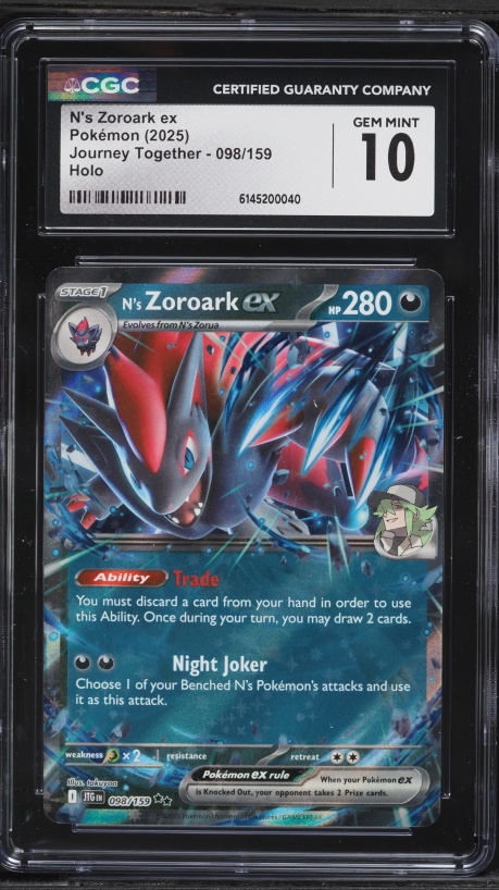 2025 Pokemon Scarlet & Violet Journey Together Holo N's Zoroark ex #98 CGC 10 GEM MINT