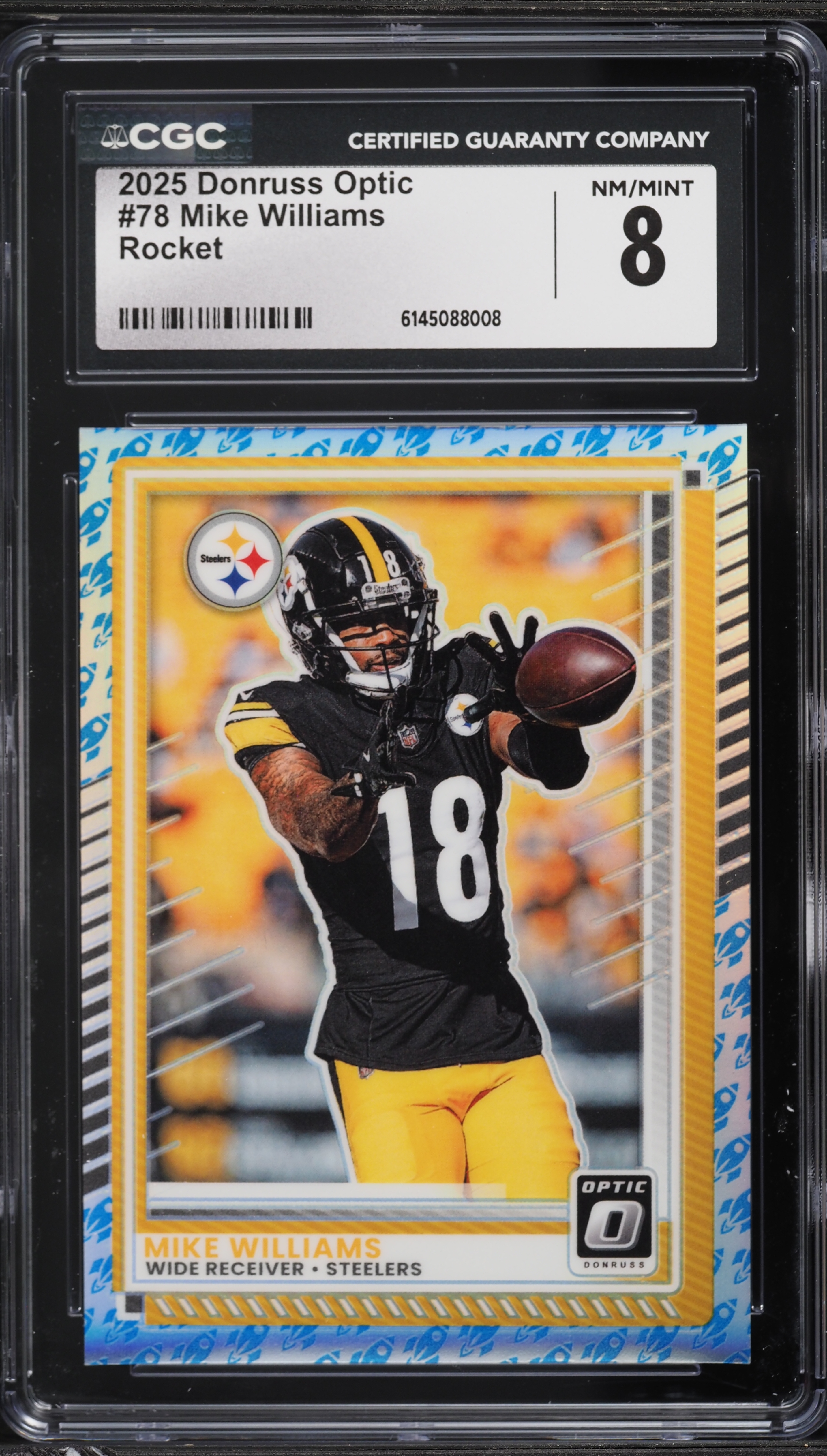 2025 Donruss Optic Football Rocket Mike Williams #78 CGC 8