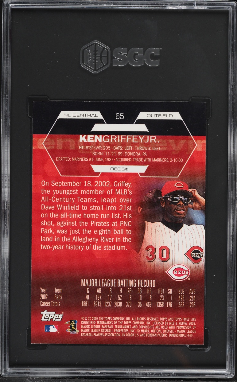 2003 Finest Ken Griffey Jr. #65 SGC 9 MINT