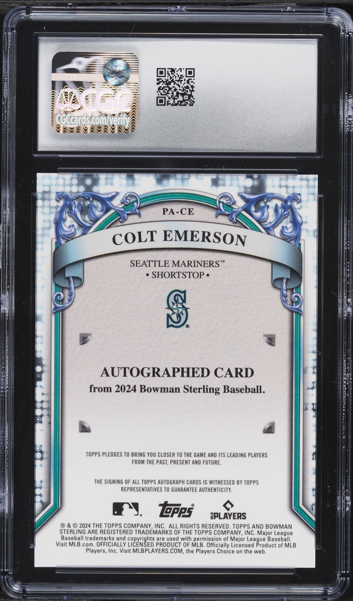 2024 Bowman Sterling Colt Emerson PROSPECT AUTO #PA-CE CGC 10 GEM MINT