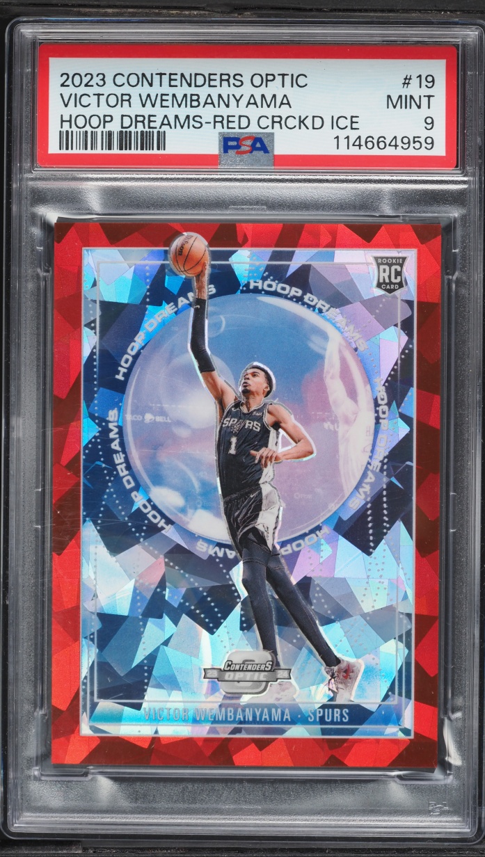 2023 Panini Contenders Optic Hoop Dream Red Cracked Ice Victor Wembanyama ROOKIE /175 #19 PSA 9
