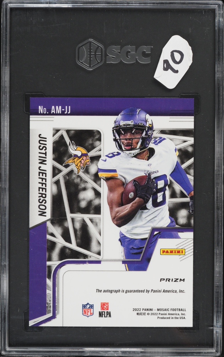 2022 Panini Mosaic Choice Red Yellow Fusion Prizm Justin Jefferson AUTO #AM-JJ SGC 10 GEM MINT