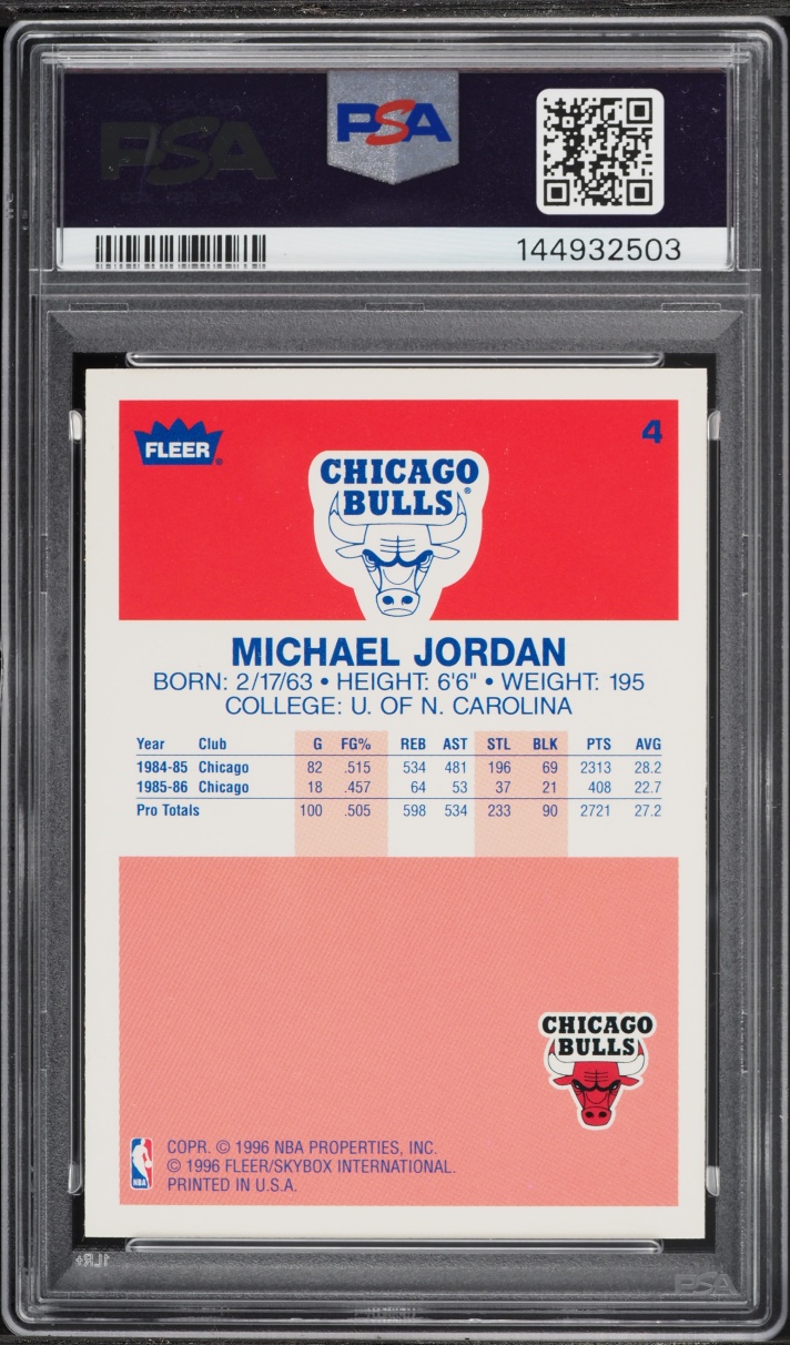1996 Fleer Decade Of Excellence Michael Jordan #4 PSA 8 NM-MT