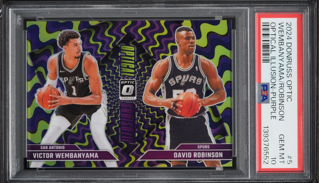 2024 Donruss Optic Optical Illusions Purple Victor Wembanyama David Robinson #5 PSA 10 GEM MINT