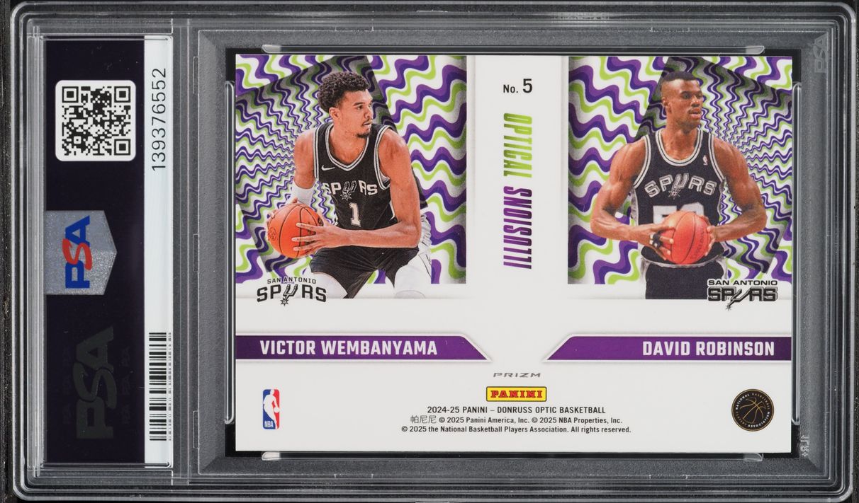 2024 Donruss Optic Optical Illusions Purple Victor Wembanyama David Robinson #5 PSA 10 GEM MINT