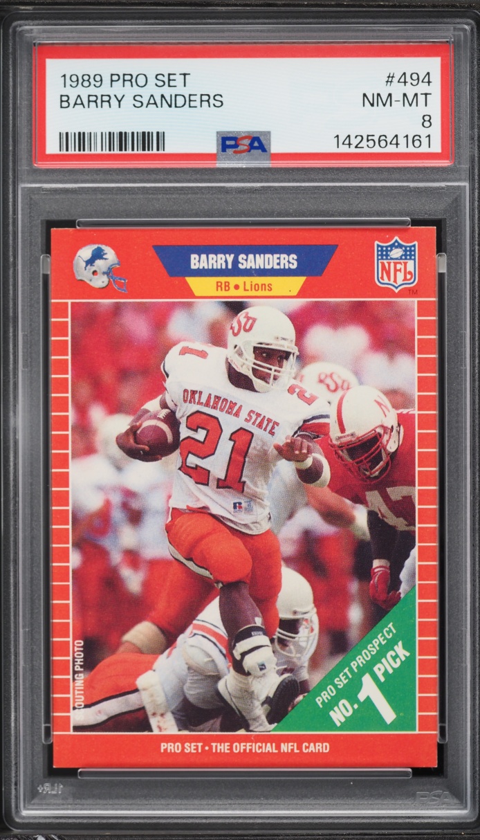 1989 Pro Set Football Barry Sanders ROOKIE #494 PSA 8 NM-MT