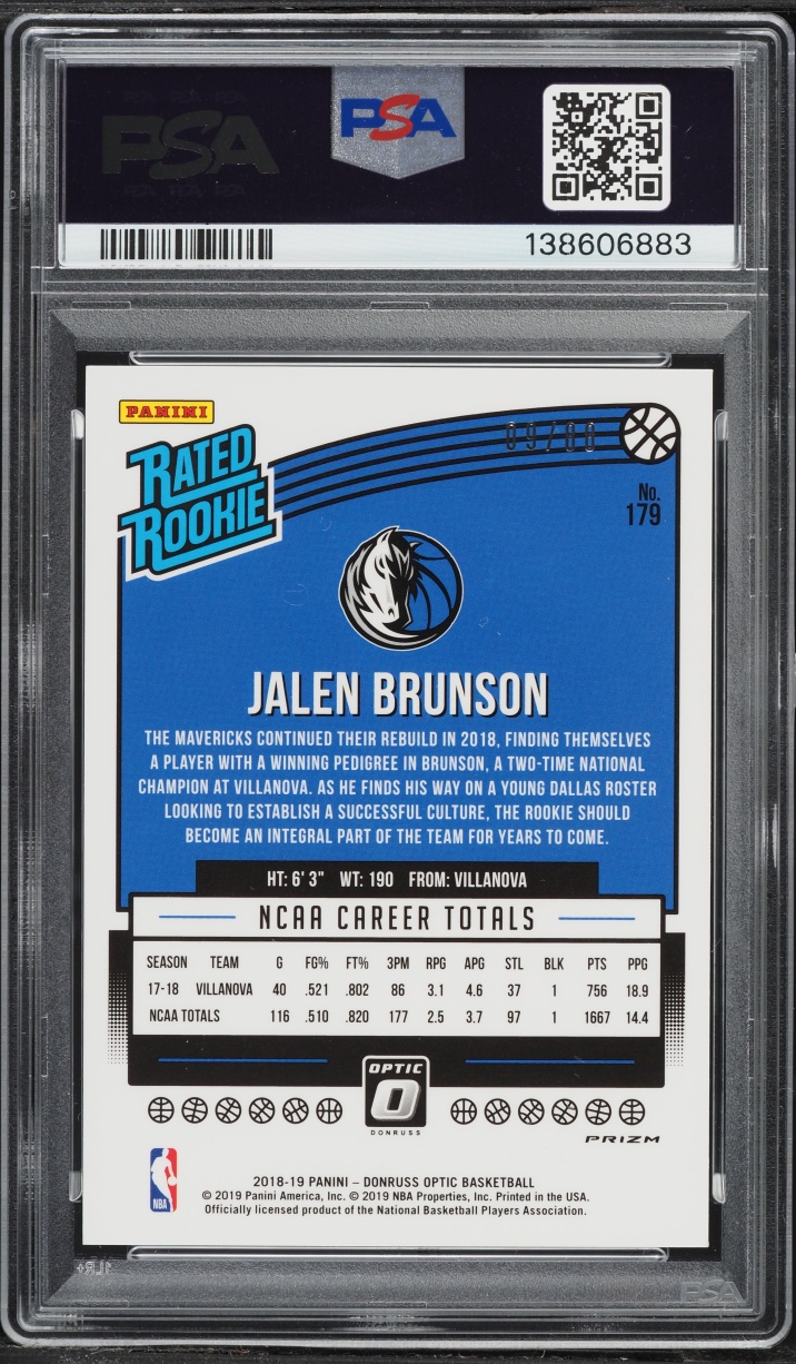 2018 Donruss Optic Choice Red Jalen Brunson ROOKIE /88 #179 PSA 9 MINT
