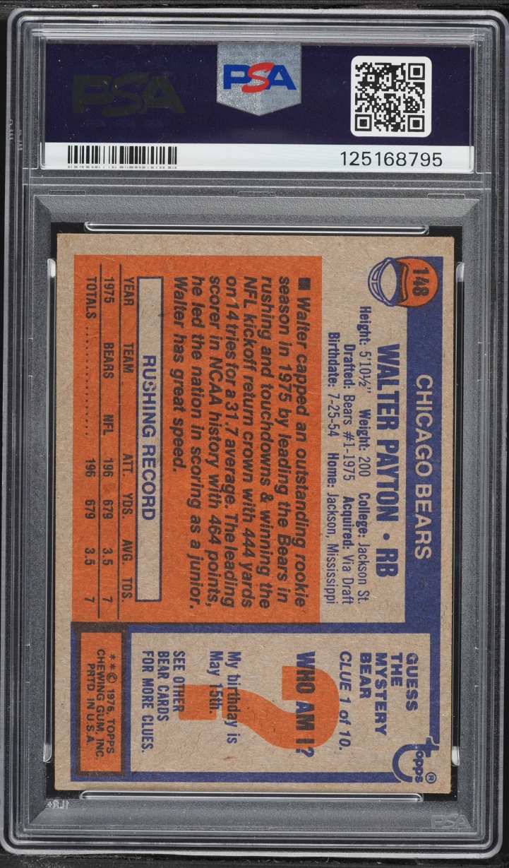 1976 Topps Football Walter Payton ROOKIE #148 PSA 5 EX