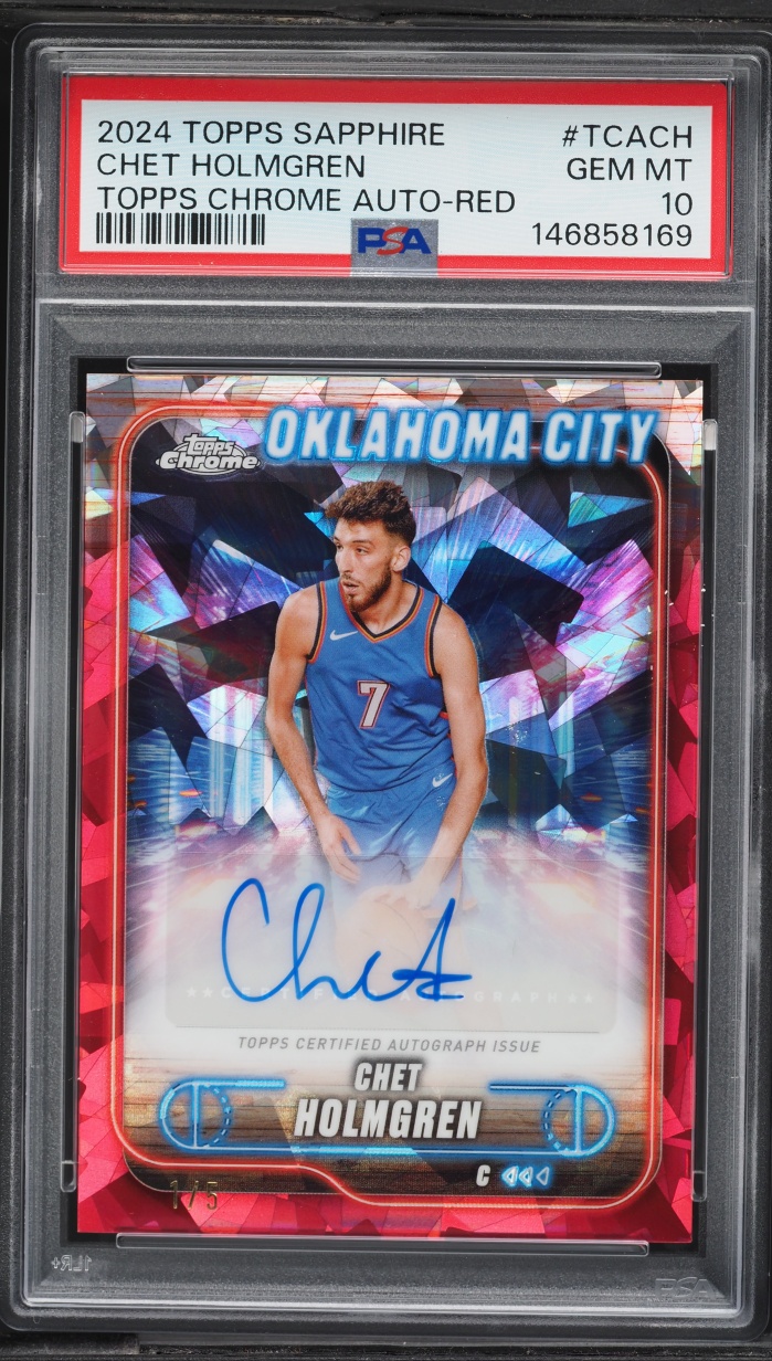 2024 Topps Chrome Sapphire Edition Red Chet Holmgren AUTO 1/5 #TCACH PSA 10 GEM MINT