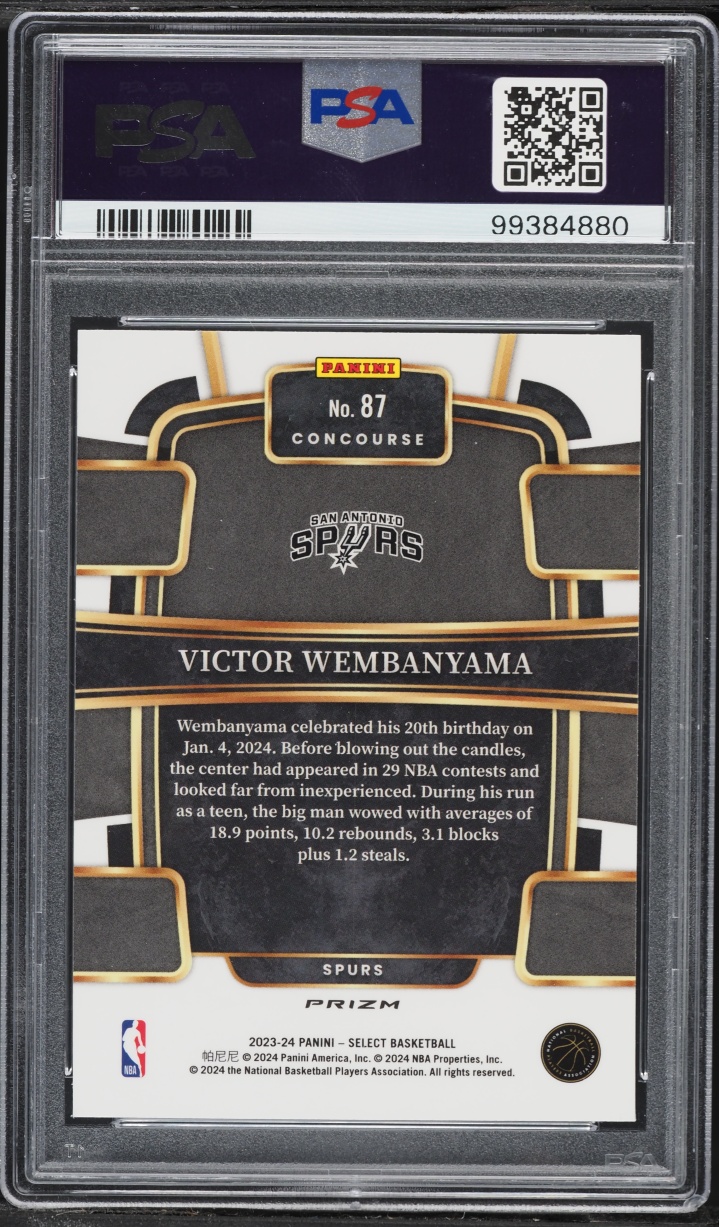 2023 Select Concourse Tectonic Victor Wembanyama ROOKIE #87 PSA 10 GEM MINT