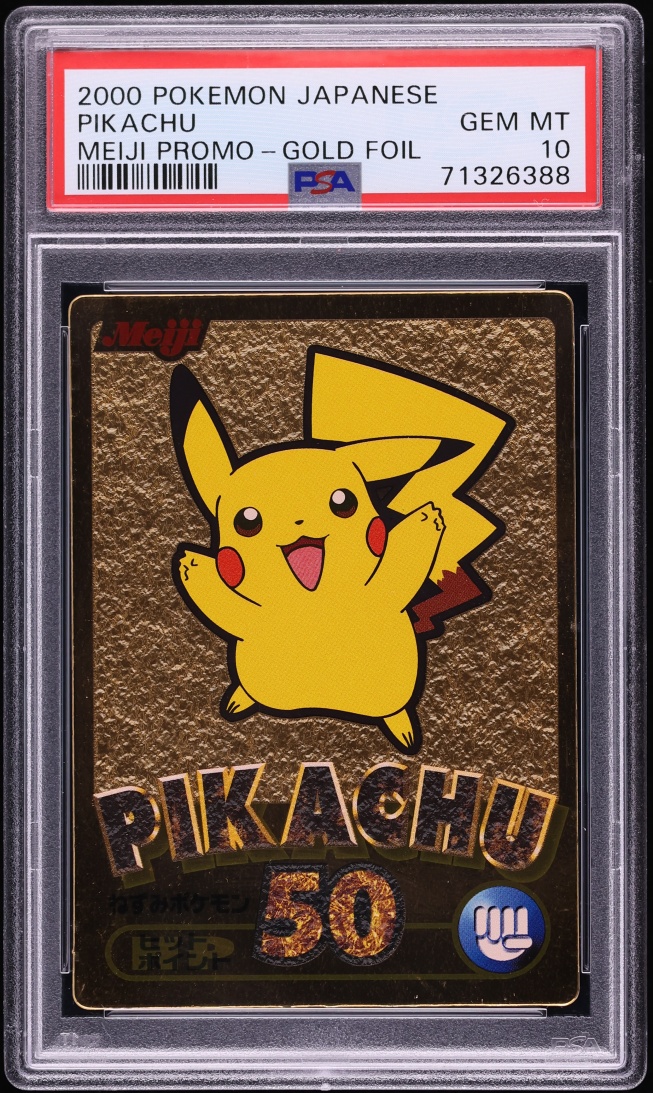 2000 Pokemon Japanese Meiji Promo Gold Foil Pikachu PSA 10 GEM