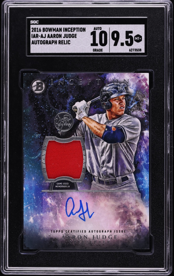 2016 Bowman Inception Aaron Judge PROSPECT PATCH AUTO #IAR-AJ SGC 9.5 MINT+