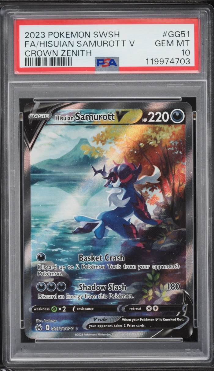 2023 Pokemon Sword & Shield Crown Zenith Alt Art Hisuian Samurott V #GG51 PSA 10 GEM MINT