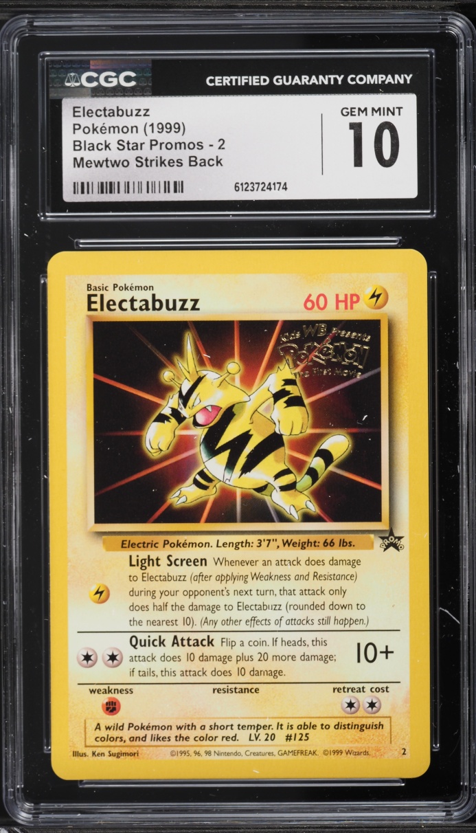 1999 Pokemon Black Star Promo Mewtwo Strikes Back Electabuzz #2 CGC 10 GEM MINT