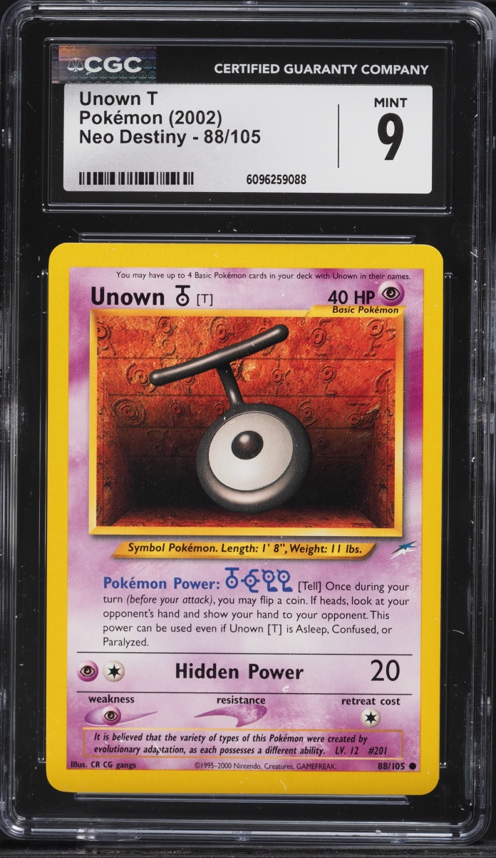 2002 Pokemon Neo Destiny Unown T #88 CGC 9 MINT