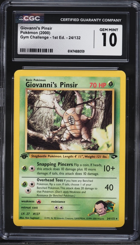 2000 Pokemon Gym Challenge 1st Edition Giovanni's Pinsir #24 CGC 10 GEM MINT