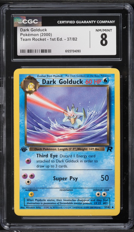 2000 Pokemon Team Rocket 1st Edition Dark Golduck #37 CGC 8 NM-MT