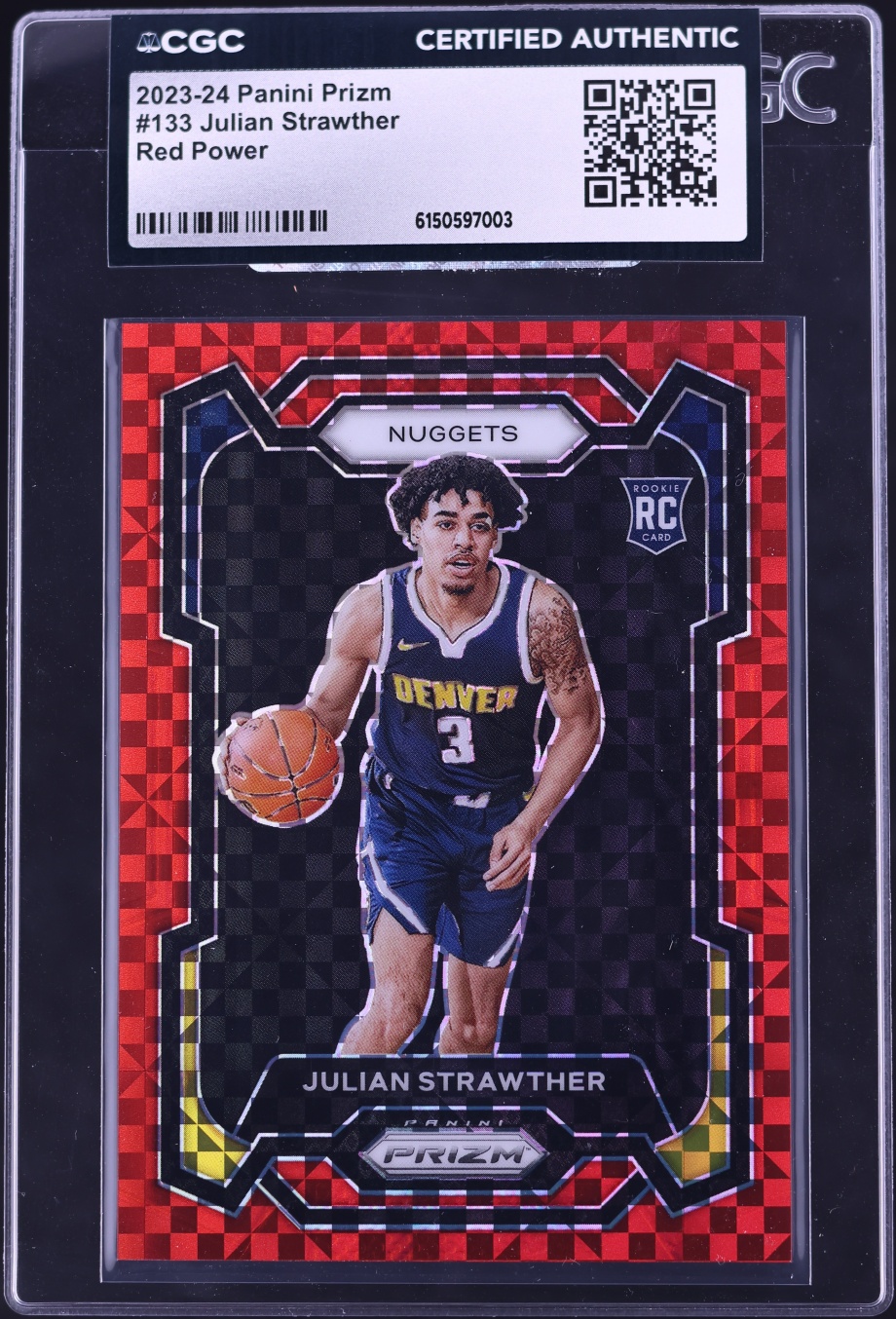 2023-24 Panini Prizm Red Power Julian Strawther ROOKIE #133 CGC AUTH