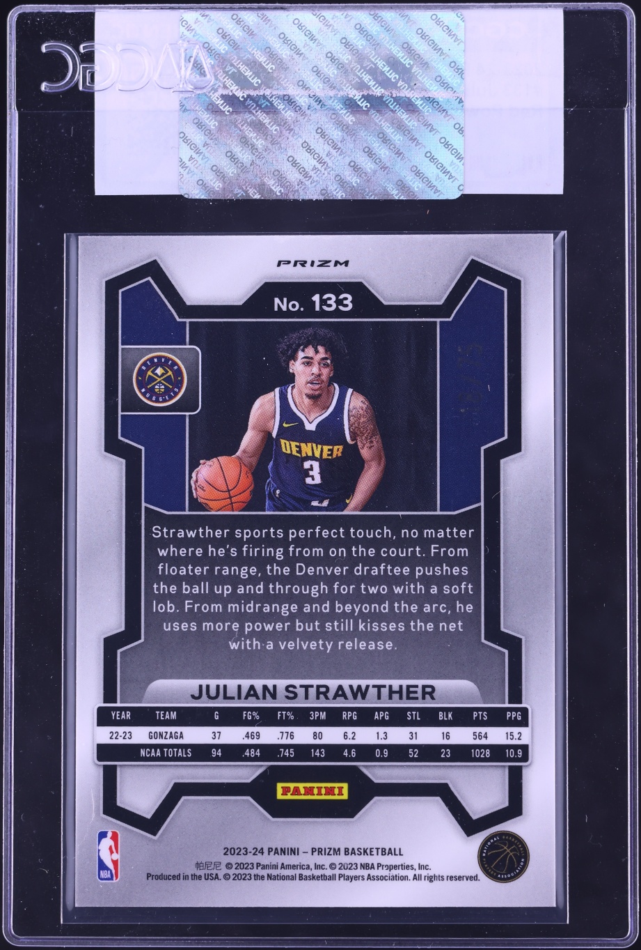 2023-24 Panini Prizm Red Power Julian Strawther ROOKIE #133 CGC AUTH