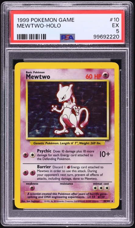 1999 Pokemon Base Set Holo Mewtwo #10 PSA 5 EX