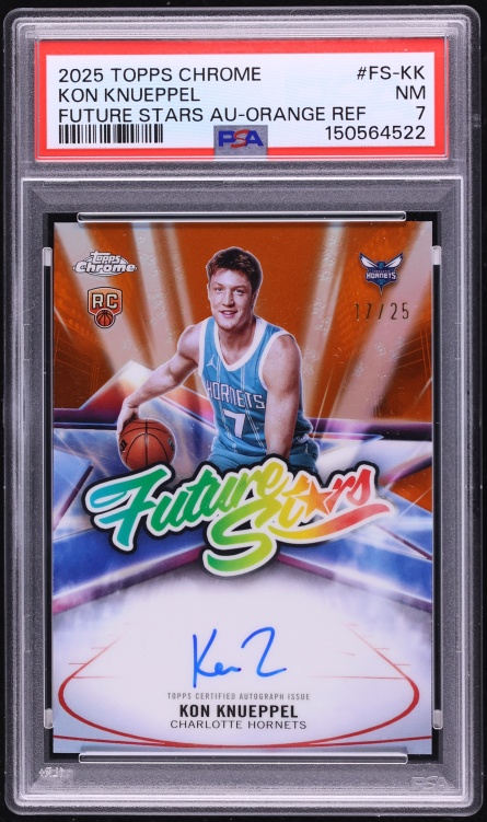 2025 Topps Chrome Future Stars Orange Refractor Kon Knueppel ROOKIE /25 #FS-KK PSA 7 NRMT