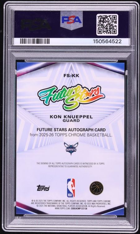 2025 Topps Chrome Future Stars Orange Refractor Kon Knueppel ROOKIE /25 #FS-KK PSA 7 NRMT