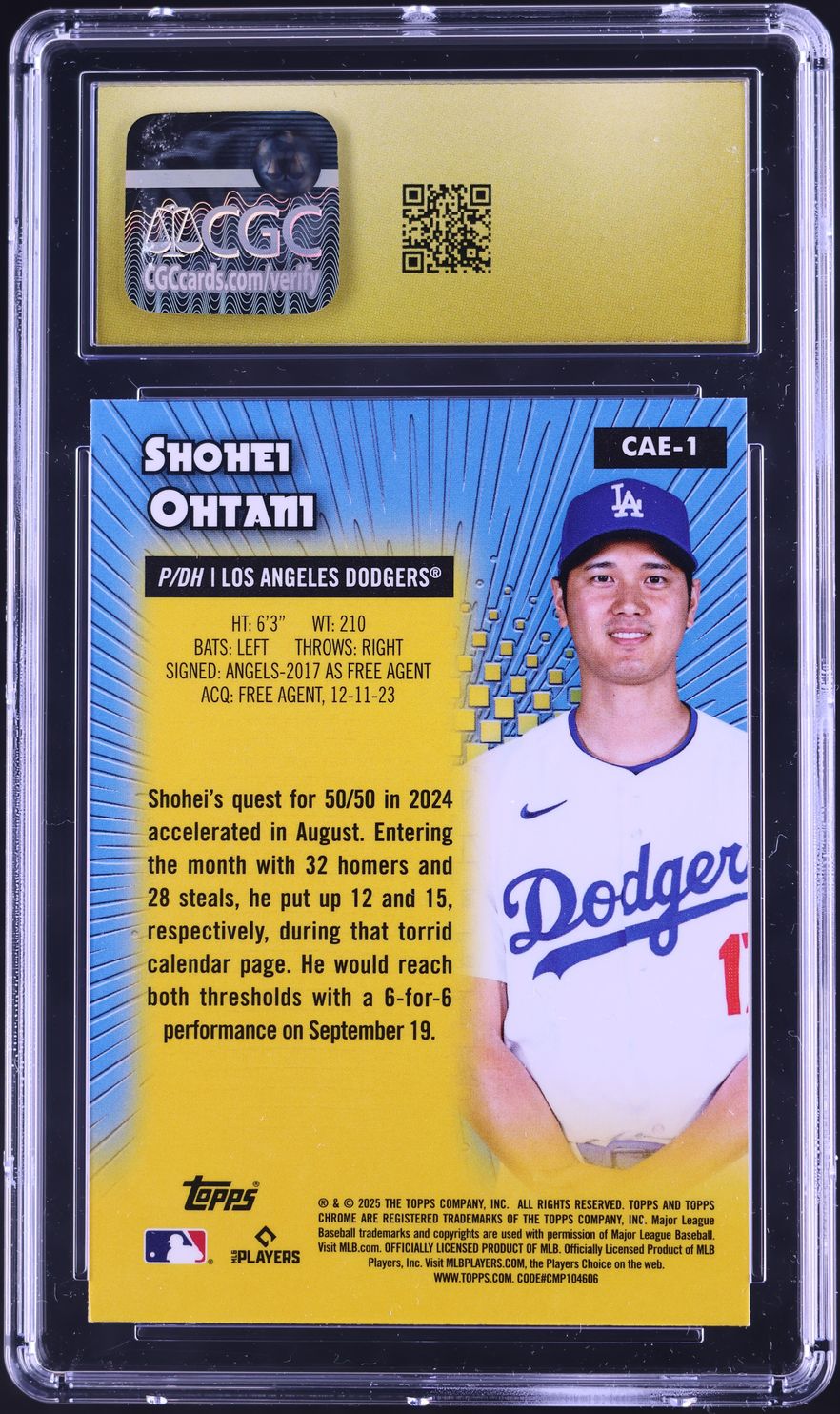 2025 Topps Chrome All-Etch Shohei Ohtani #CAE-1 CGC 10 PRISTINE