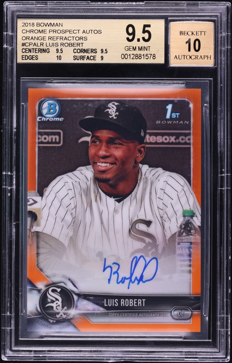 2018 Bowman Chrome Orange Refractor Luis Robert PROSPECT AUTO /25 #CPA-LR BGS 9.5 GEM MINT