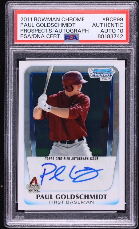 2011 Bowman Chrome Paul Goldschmidt PROSPECT AUTO DNA 10 #BCP99 PSA AUTH