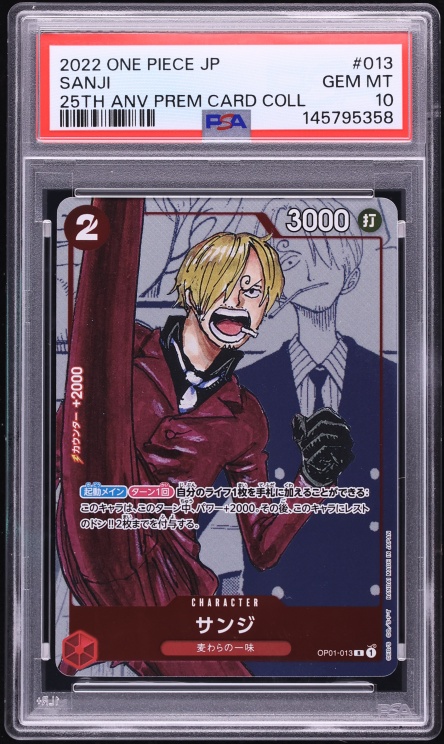 2022 One Piece Japanese Premium 25th Anniversary Manga Art Sanji #OP01-013 PSA 10 GEM MINT
