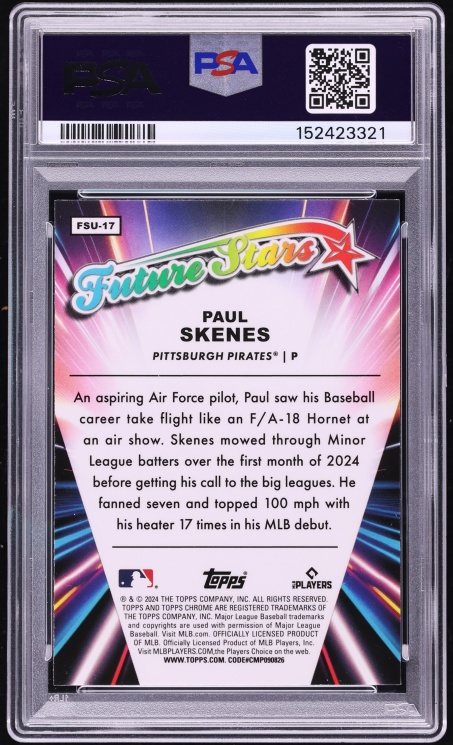 2024 Topps Chrome Update Future Stars Paul Skenes ROOKIE #FSU-17 PSA 9 MINT
