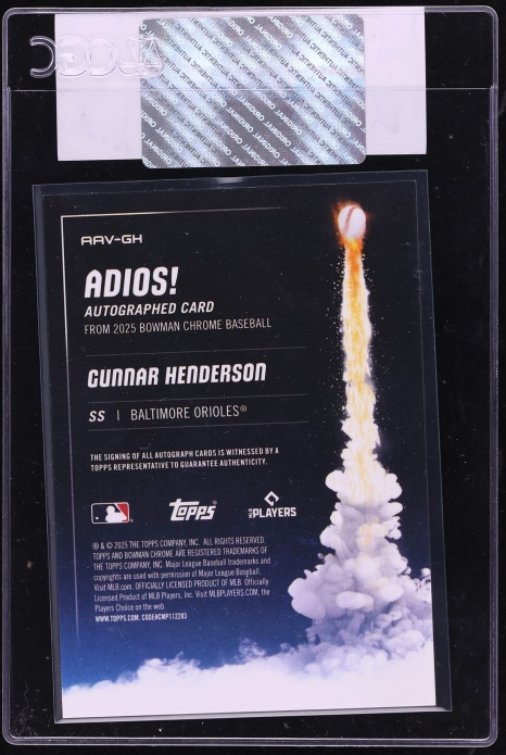 2025 Bowman Chrome Adios Red Refractor Gunnar Henderson AUTO 1/5 #AAV-GH CGC AUTH