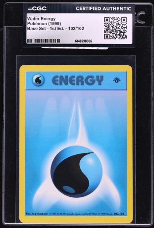 1999 Pokemon Base Set Shadowless 1st Edition Water Energy #102 CGC AUTH