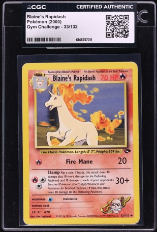 2000 Pokemon Gym Challenge Blaine's Rapidash #33 CGC AUTH
