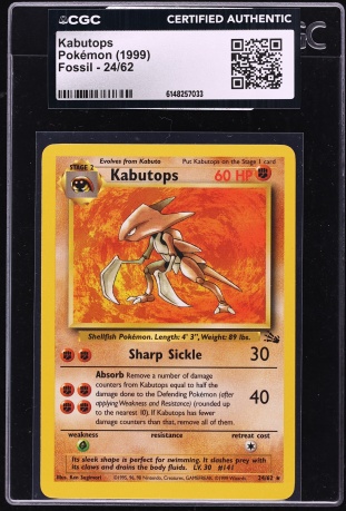 1999 Pokemon Fossil 1st Edition Kabutops #24 CGC 8.5 NM-MT+ on Fanatics  Collect