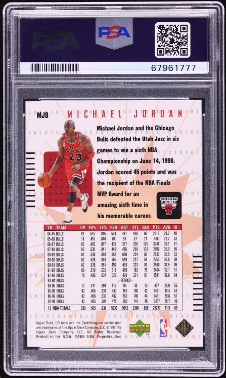 1998 Upper Deck Ionix MJ HoloGrFX Michael Jordan #MJ8 PSA 10 GEM MINT