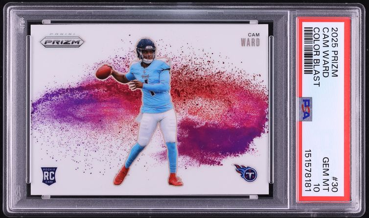 2025 Panini Prizm Color Blast Cam Ward ROOKIE #30 PSA 10 GEM MINT