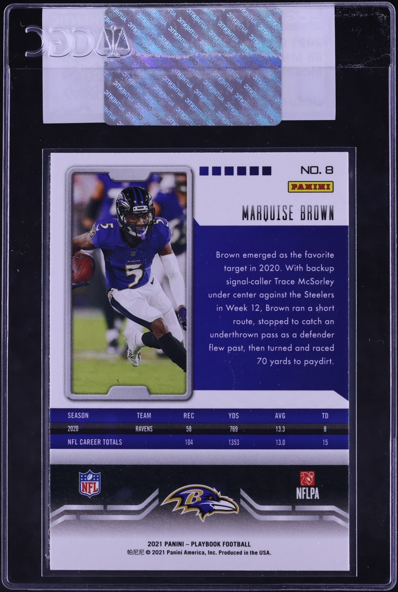 2021 Panini Playbook Mosaic Marquise Brown #8 CGC AUTH
